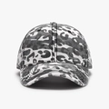 Casquette de baseball classique avec imprimé léopard noir et blanc et texture délavée - Réglable / Camouflage Léopard Blanc (25A229 Blanc)