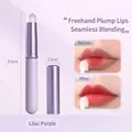 Lilac purple mini round lip brush with cap 9.5cm for blending and smudge lipstick - Purple with Lid (Wooden Handle)