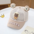 Mesh toddler baseball cap in beige with cute cartoon astronaut bear and star ears - 48-52cm / Style 1 Khaki