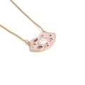 Pink enamel lip pendant necklace with colorful gemstones on a gold box chain - Pink Lip Rhinestone