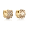 Hip hop 18K gold plated huggie earrings with iced out zircon pavé and hollow C shape design - Gold Hollow C-Shape