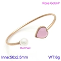 Rose gold heart bangle with white shell pearl and pink stone inlay in 56mm size - Rose Gold Style with Pink Heart & Pearl (KB123118-K)