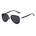 Gafas de sol polarizadas de estilo aviador con montura negra mate y cristales grises - Plata Mate Negro Arena Todo Gris
