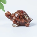 Handcrafted reddish-brown crystal turtle figurine with translucent glittery stone texture - 02 Gold Sandstone + Gold Foil