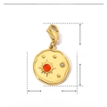 Detail view of gold stainless steel natural stone pendant with dimensions 27mm by 15mm - Irregular Disc-Orange Stone/Rhinestone