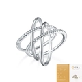 Crossed Moissanite ring in S925 sterling silver with GRA certificate on white background - 42 Moissanite Stones (with GRA Certificate) (R13693)