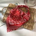 Fascia per capelli elastica rossa con stampa paisley vintage e motivo floreale - Rosso