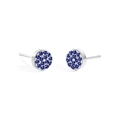 Minimalistische silberne Ohrstecker mit blauen Zirkonia in einer runden Fassung - Stahl + Königsblau