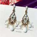 Bohemian gold tassel earrings with pearl flowers and white teardrop resin pendants - Silver Post Vintage Drop (11#)