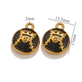 Black and gold round enamel number 8 charms in stainless steel for DIY jewelry making - Baseball-Black