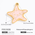 Pink starfish pendant in stainless steel with gold edges and detailed measurements - PJ91569B-Pink Starfish