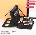 Three-layer large Oxford makeup case with adjustable dividers and brush slots - Extra Large Size (Senior Artist) / Black