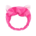 Bandeau oreilles de chat mignon en peluche rose vif avec texture douce en corail - Rose rouge