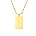 18K gold plated snake chain necklace featuring a rectangular Pisces zodiac pendant - Pisces