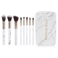 8-teiliges Marmor-Make-up-Pinsel-Set mit roségoldenem Metalletui für Reisen und Profis - 8-teiliges Set + Blechdose / Marmorweiß