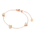 Minimalist rose gold stainless steel clover bracelet with sparkling zircons and lobster clasp - Rose Gold (KB138267-GC)
