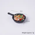Miniature fried noodles pan keychain, realistic food model 6cm charm for backpacks - Fried Noodles with Salted Duck Egg - No Loop