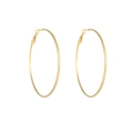 Detailed view of polished gold hoop earrings in stainless steel on a white backdrop - 60mm / Gold