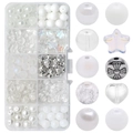 DIY bead set with gradient glass beads and pearls in a 10-grid organizer box - Mixed 16 Winter First Snow approx 200pcs