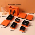 Elegant orange jewelry gift box and handbag set with multiple sizes for rings and necklaces - 12*11*6cm Handle Bag / Orange Black
