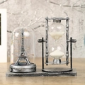 Retro metal hourglass with Eiffel Tower LED night light and white sand decorative ornament - Glowing Eiffel Tower Hourglass - Silver