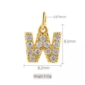 14K gold plated letter W pendant with cubic zirconia inlay and precise dimensions - Letter W