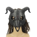 Realistische schwarze Ziegenschädel Teufelsmaske mit Hörnern für Halloween Partys - Schwarz