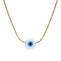 Collana in acciaio inossidabile dorato con ciondolo occhio del male blu per donna - Oro