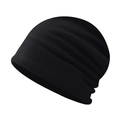 Classic black ribbed knit beanie hat with a soft texture for men and women in winter - Adjustable / Black