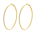 Pendientes de aro de acero inoxidable dorado para mujer con cristales brillantes - Diámetro interior 60mm / Dorado