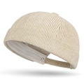 Gorro docker de pana beige ajustable con textura retro y detalle de ojal metálico - Beige