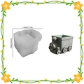 Silicone mold for small steam train planter, white translucent material and green resin finished piece - NO.3 Train
