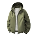 Herren Windjacke in Armeegrün mit warmem weißem Fleecefutter und verstellbaren Bündchen - M / Armeegrün