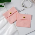 Elegant pink suede microfiber jewelry pouch featuring a stylish gold metal snap button - Microfiber Snap Button Style / 8*8cm / Light Pink