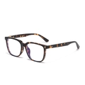 Retro tortoiseshell square frame glasses with silver rivets and polished finish - Leopard Frame Anti-blue Light