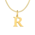 Minimalist gold snake chain necklace featuring a vintage style letter R pendant - Letter R / 1 Piece / Gold