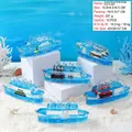 Marine floating ship bottle ornament with blue liquid and sequins in various colors - 167 Ocean Ship
