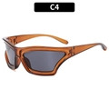 Retro tortoise shell oversized mask sunglasses with grey lenses in geometric resin frame - Tea Frame Grey Lens