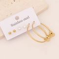 6-teiliges Edelstahl-Ohrring-Set mit goldenen Creolen, Herzanhängern und Kristallsteckern - 3# Herz Set