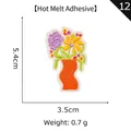 Colorful floral embroidery patch with hot melt adhesive backing, 5.4cm height - Hot Melt Purple Bouquet