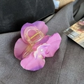 Macro detail of purple orchid hair claw clip with silk petals and pearl centerpiece - Gradient Purple Orchid Hair Claw