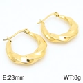 U-shaped gold twisted rope stainless steel earrings with 23mm diameter and 8g weight - Style C Gold Spiral Twisted Rope Shape (KE113766-KFC)