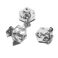Silver hexagonal textured metal stud earrings with butterfly backs and hammered finish - 12mm Hexagon / Steel