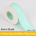 Matte cotton ribbon roll in mint green for gift packaging and floral arrangements - Matte Cotton Silk / 4.0cm Wide * 20 Yards / Mint Green