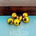 Macro shot of polished gold-plated large-hole spacer beads for DIY jewelry making - 11mm Smooth Bead (4.2mm Hole)