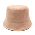 Sombrero de pescador de ante sintético color camello para mujer, gorro de invierno elegante - Talla única / Caqui