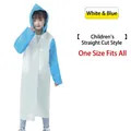 Reusable white and blue EVA patchwork raincoat for kids with hood and snap buttons - Kids One Size / White & Blue Patchwork (Kids)