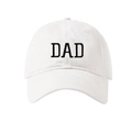 White washed cotton baseball cap with bold black DAD 3D embroidery in vintage style - Adjustable / White-DAD Embroidery (16)