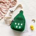 Detailed close-up of a green canvas strawberry-shaped crossbody bag for girls - 20cm*17cm*5cm / Green