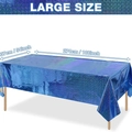 Blue holographic laser tablecloth, 137x274cm large size foil for birthday party decoration - Blue 54*108 inch